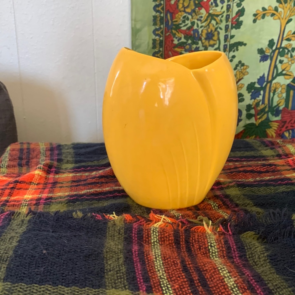 Vintage Yellow Art Deco Vase